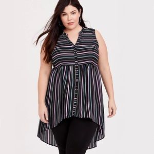 Torrid Black Blue Purple Sleeveless Hi Lo Pinstripe Tunic Dress Top 4X